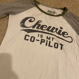 Star Wars Chewie is my copilot baseball tee 3 quarter sleeve relaxed fit size XS